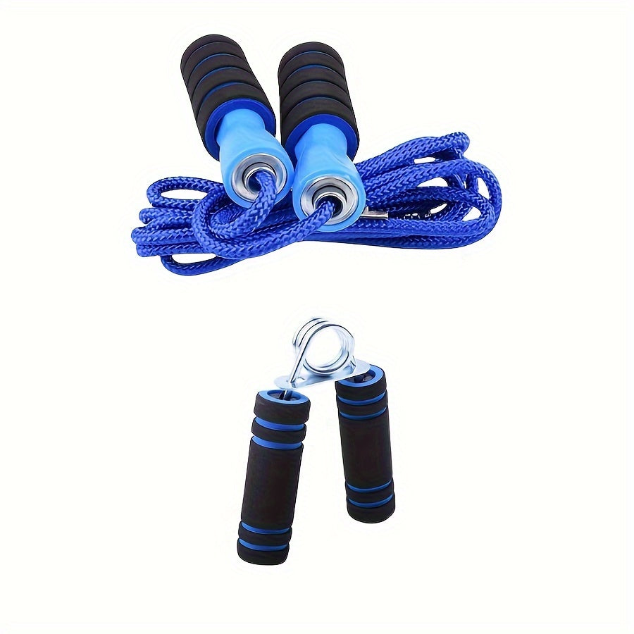 Blue Push-Up Wheel & Jump Rope Set – Grip and Pull Device for Core Training