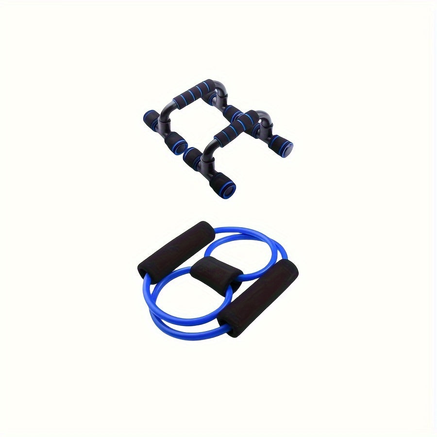 Blue Push-Up Wheel & Jump Rope Set – Grip and Pull Device for Core Training