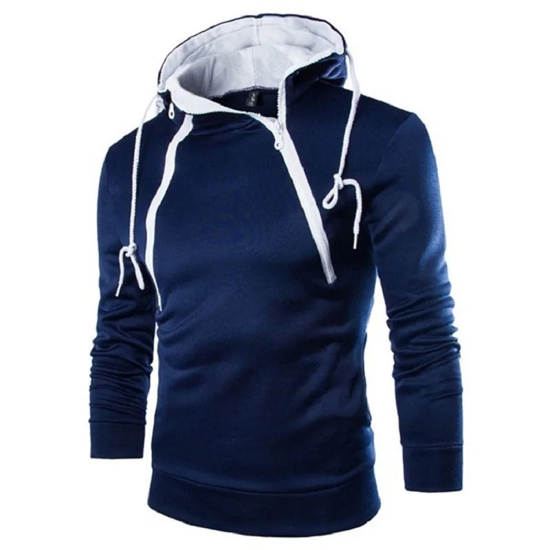 Men's Hooded Sweatshirt – Zipper Pullover, High Neck Jacket & Coat