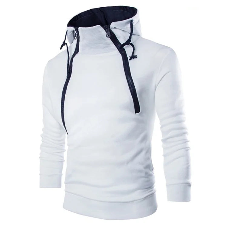 Men's Hooded Sweatshirt – Zipper Pullover, High Neck Jacket & Coat