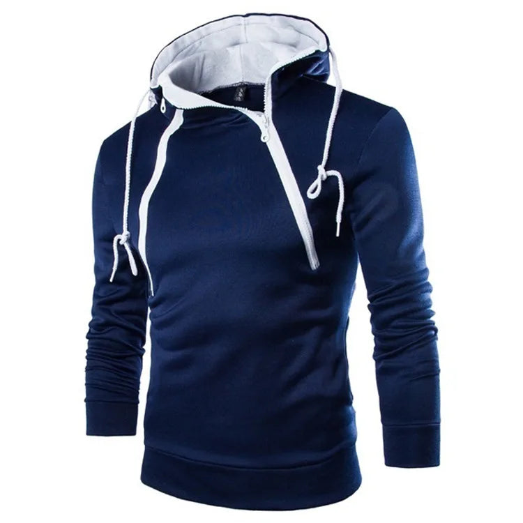 Men's Hooded Sweatshirt – Zipper Pullover, High Neck Jacket & Coat