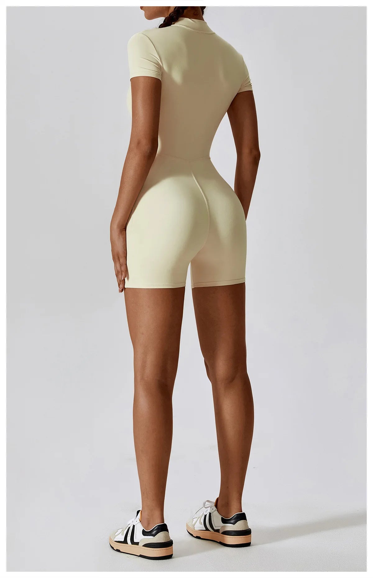 Women's Yoga Jumpsuit – Short Sleeve Zipper Bodysuit for Fitness & Running