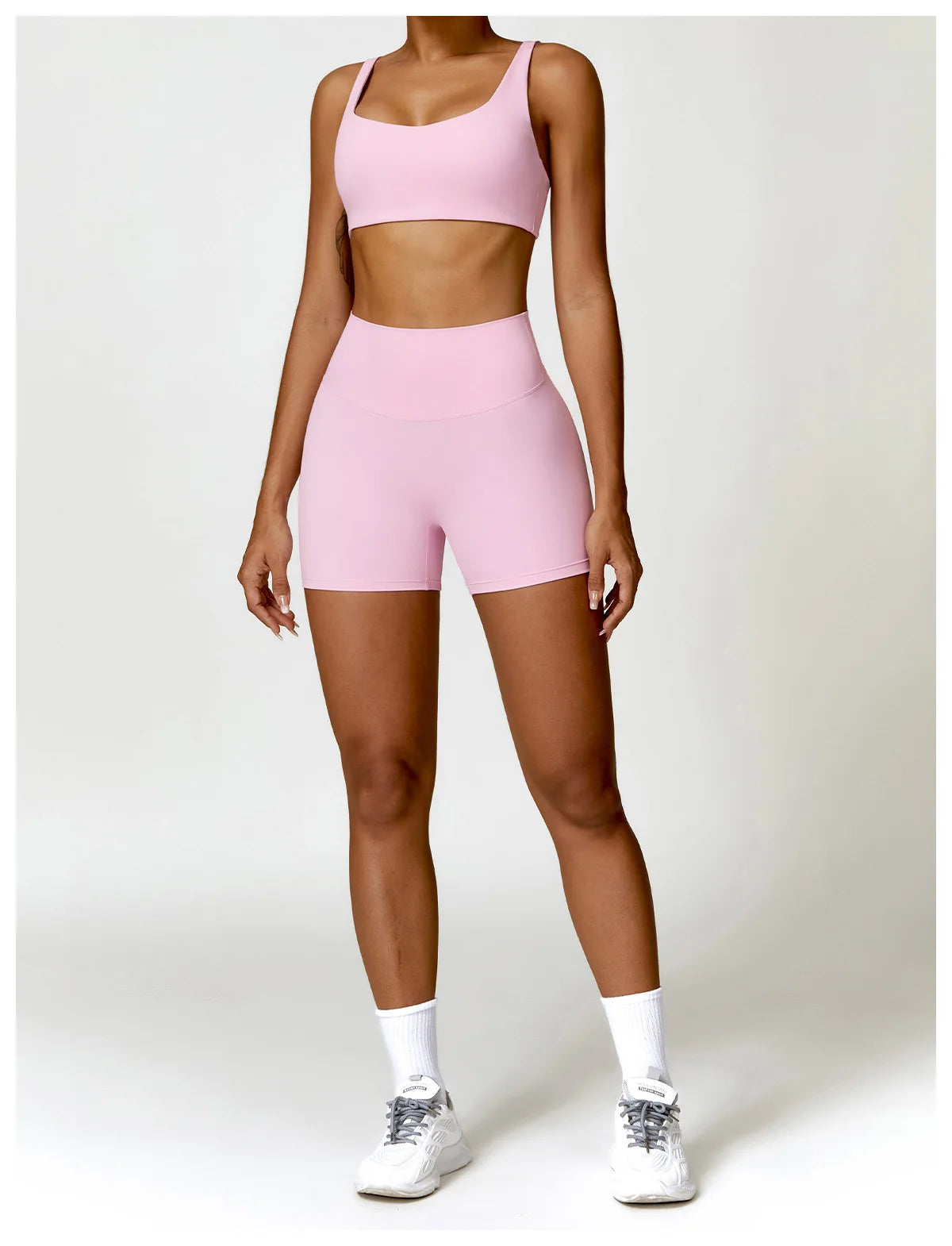 2-Piece Women's Yoga Set – Long Sleeve Top, Shorts & Sports Bra