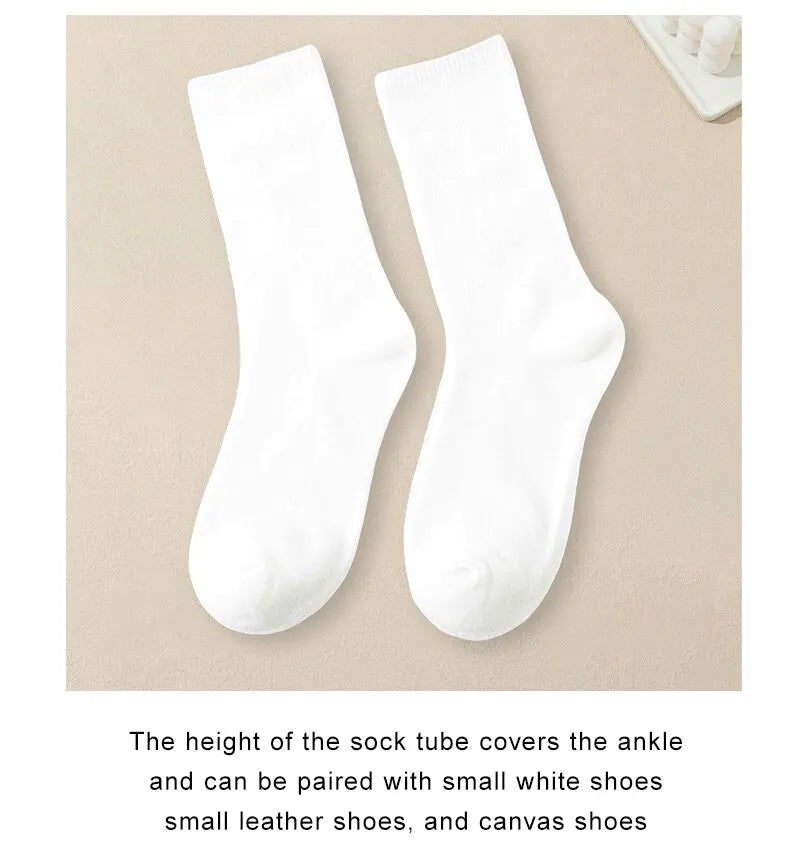 5 Pairs Women's Solid Color Socks – Breathable, Odor-Resistant & Comfortable