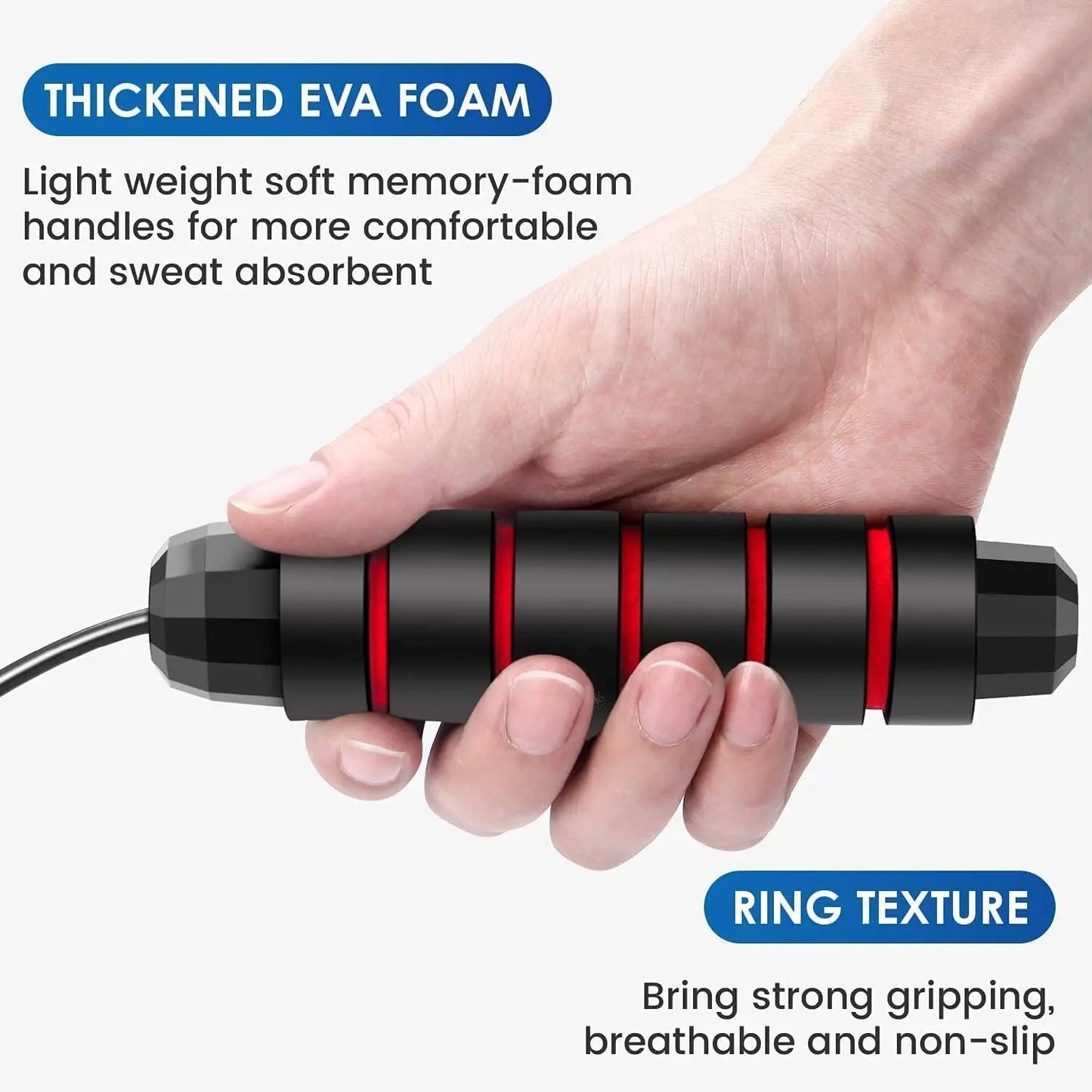 Adjustable Speed Jump Rope with Ball Bearings – Foam Handles for Home Workouts