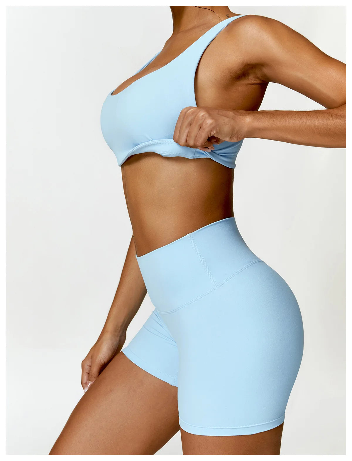 2-Piece Women's Yoga Set – Long Sleeve Top, Shorts & Sports Bra