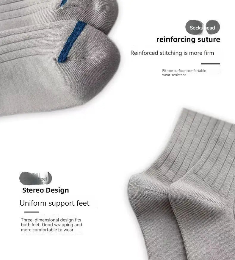 5 Pairs Men's Mid-Calf Socks – Warm, Breathable, Sweat-Absorbing Sports Socks