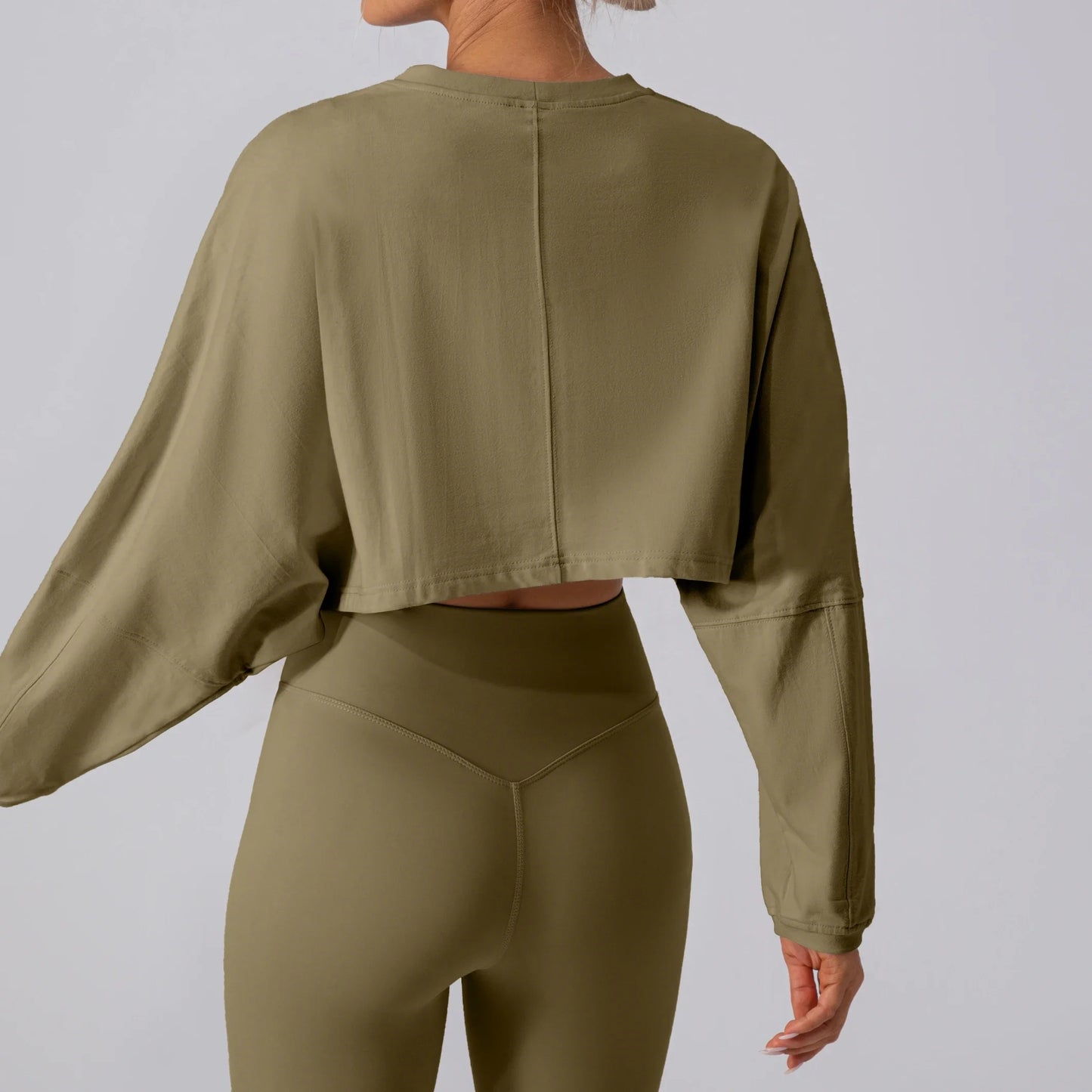Women’s Long Sleeve Sports Crop Top – Yoga & Gym Workout Shirt