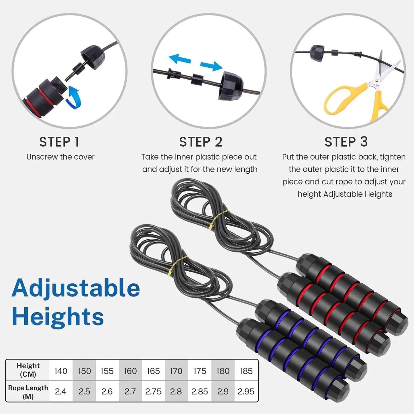 Adjustable Speed Jump Rope with Ball Bearings – Foam Handles for Home Workouts