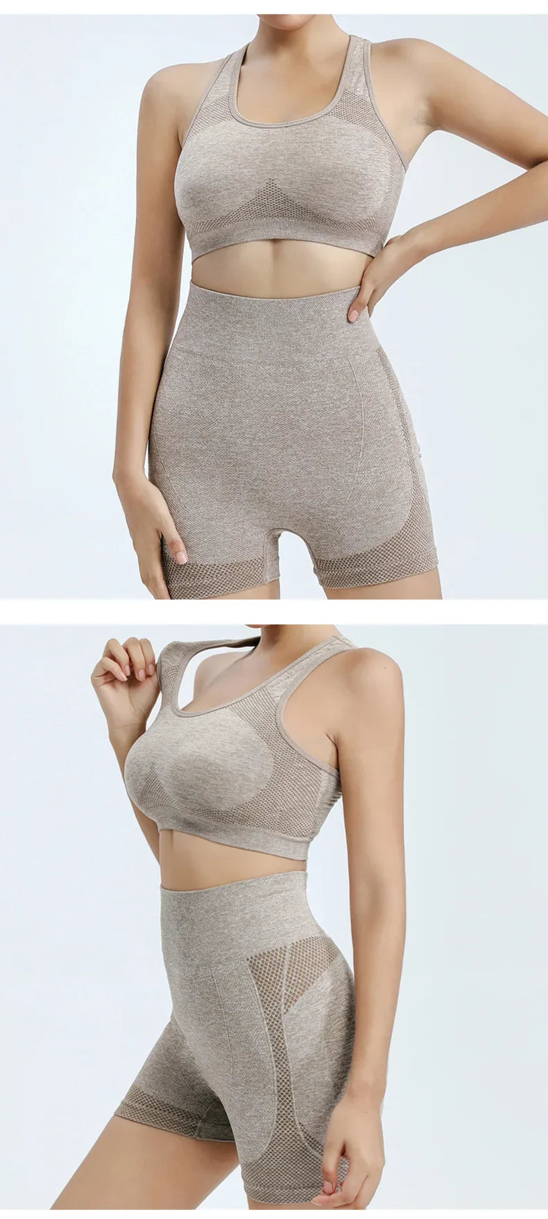 Women's Seamless Yoga Set – Sports Bra, Gym Shorts & Leggings