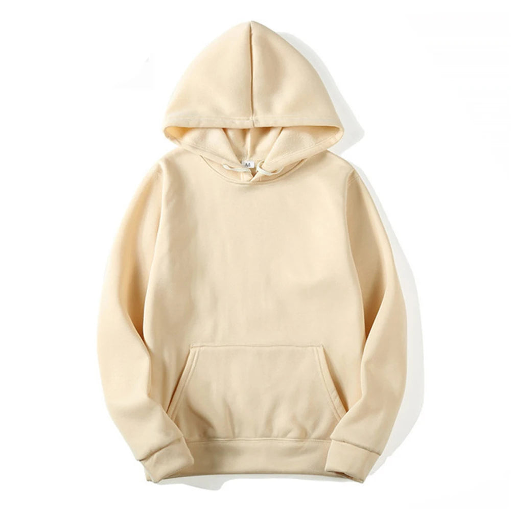 Men's Oversized Pullover Hoodie – Solid Color Sweatshirt for Spring & Autumn