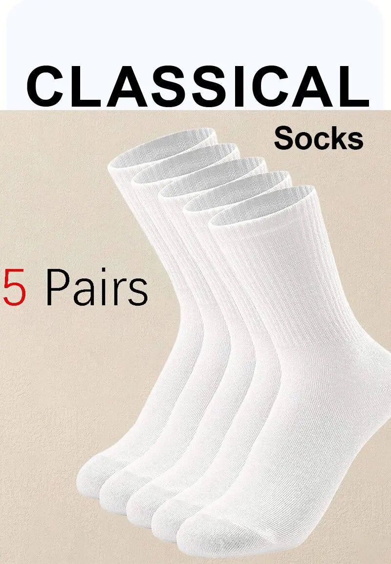 5 Pairs Women's Solid Color Socks – Breathable, Odor-Resistant & Comfortable