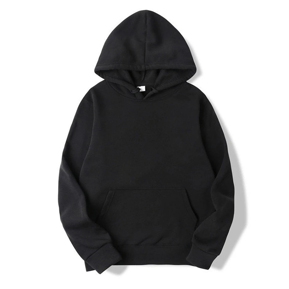 Men's Oversized Pullover Hoodie – Solid Color Sweatshirt for Spring & Autumn