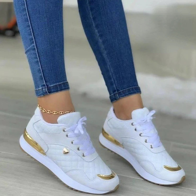 Women's Sports Shoes – Non-Slip, Lace-Up Platform Sneakers for Autumn & Winter