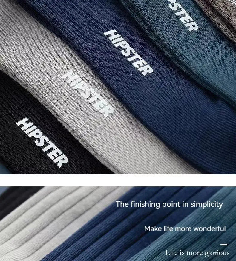 5 Pairs Men's Mid-Calf Socks – Warm, Breathable, Sweat-Absorbing Sports Socks