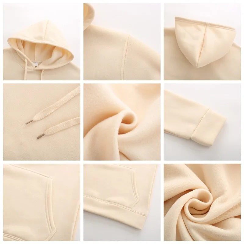 Men's Oversized Pullover Hoodie – Solid Color Sweatshirt for Spring & Autumn