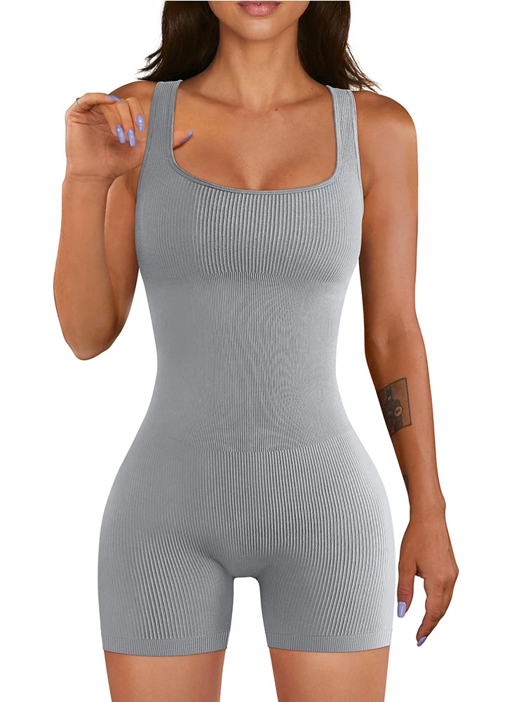 Women’s Seamless Yoga Jumpsuit – U-Neck Sleeveless Quick-Dry Fitness Wear