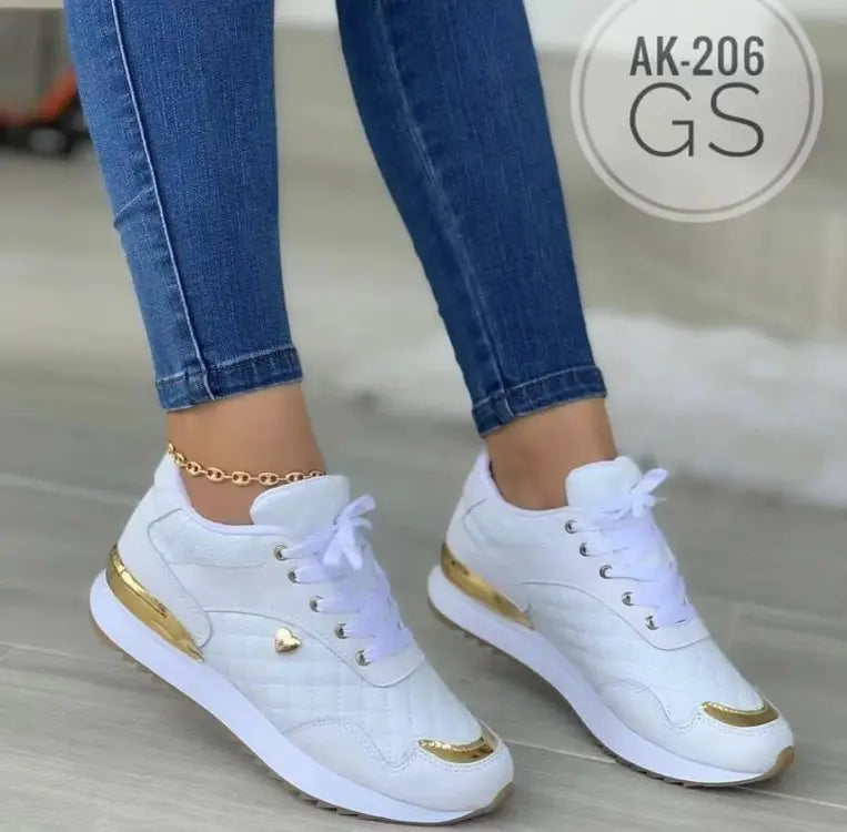 Women's Sports Shoes – Non-Slip, Lace-Up Platform Sneakers for Autumn & Winter