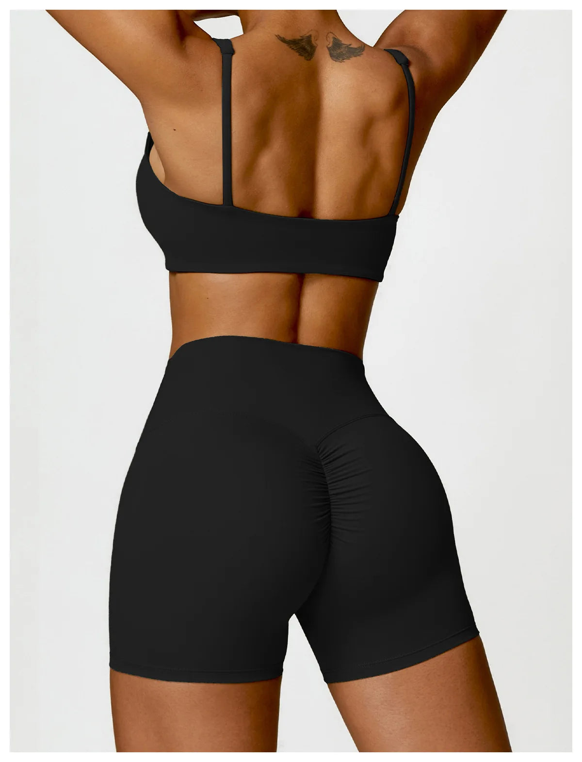 2-Piece Women's Yoga Set – Long Sleeve Top, Shorts & Sports Bra