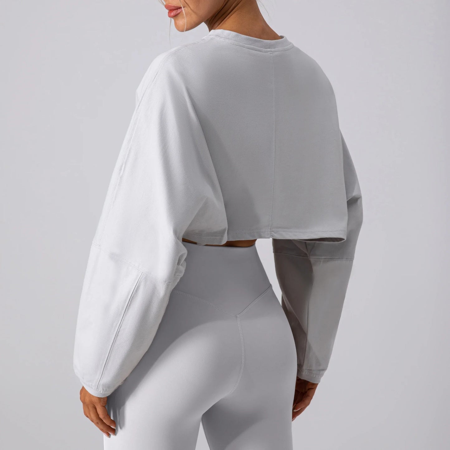 Women’s Long Sleeve Sports Crop Top – Yoga & Gym Workout Shirt