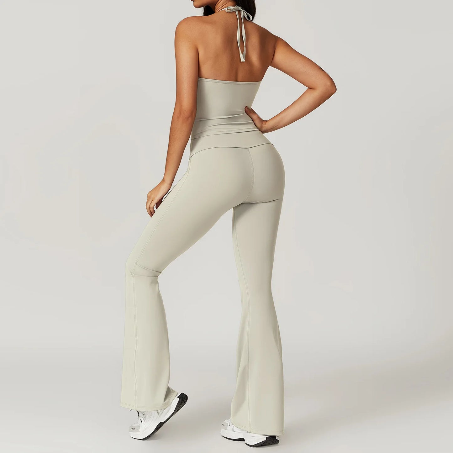 2-Piece Women's Yoga Set – Flared Trousers & Sports Bra Crop Top