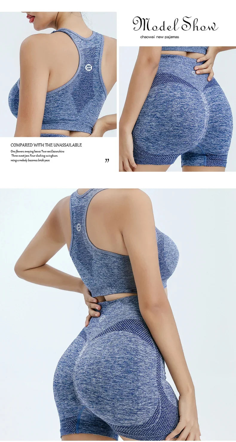 Women's Seamless Yoga Set – Sports Bra, Gym Shorts & Leggings