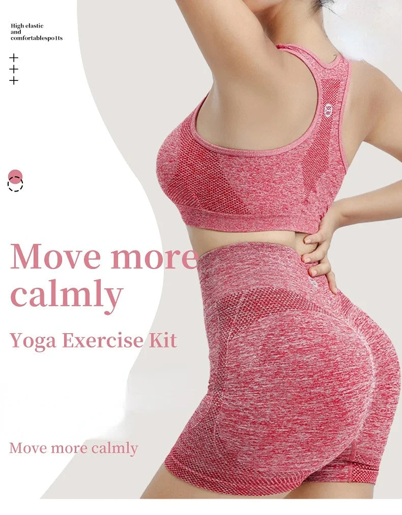 Women's Seamless Yoga Set – Sports Bra, Gym Shorts & Leggings