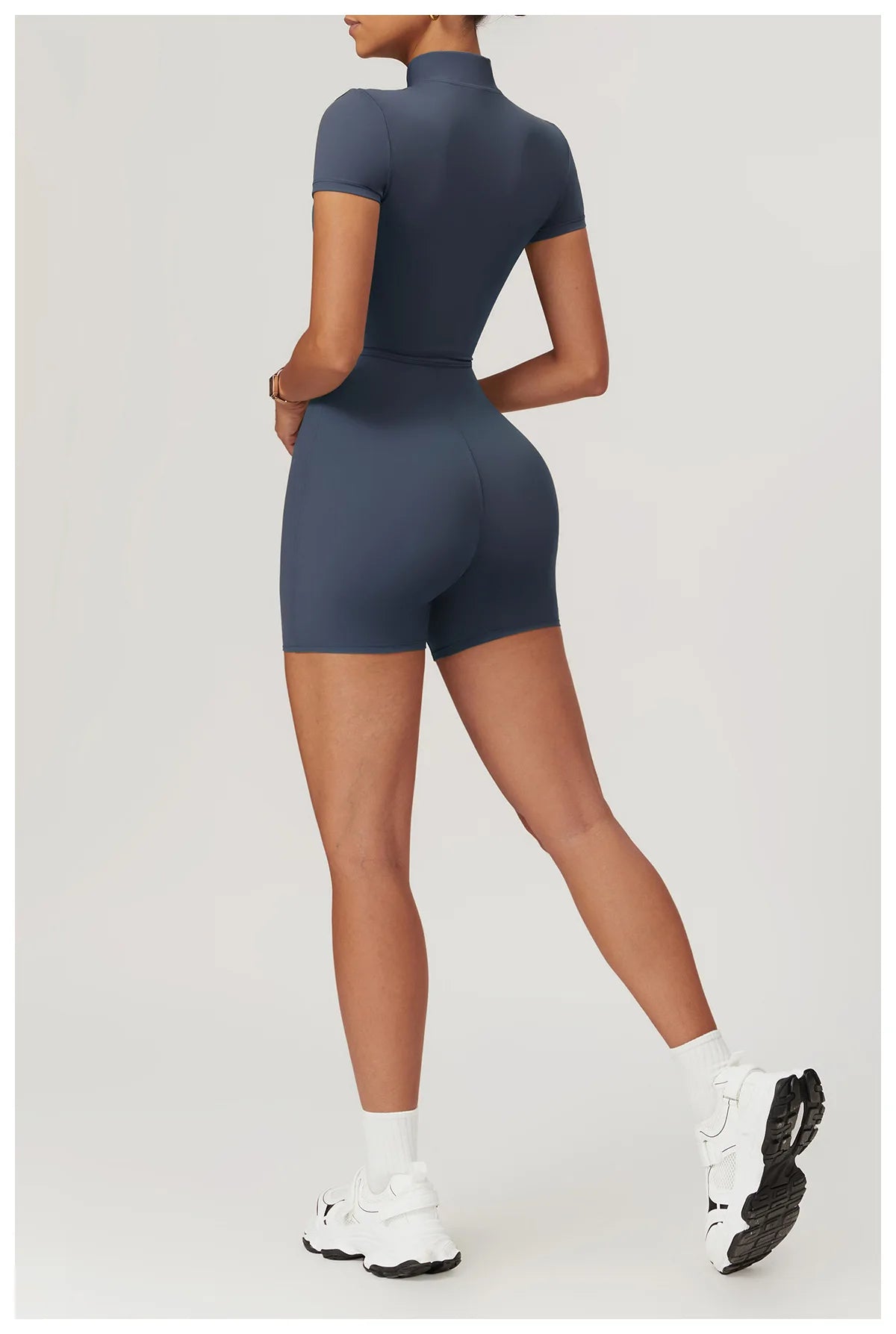 Women's Yoga Jumpsuit – Short Sleeve Zipper Bodysuit for Fitness & Running