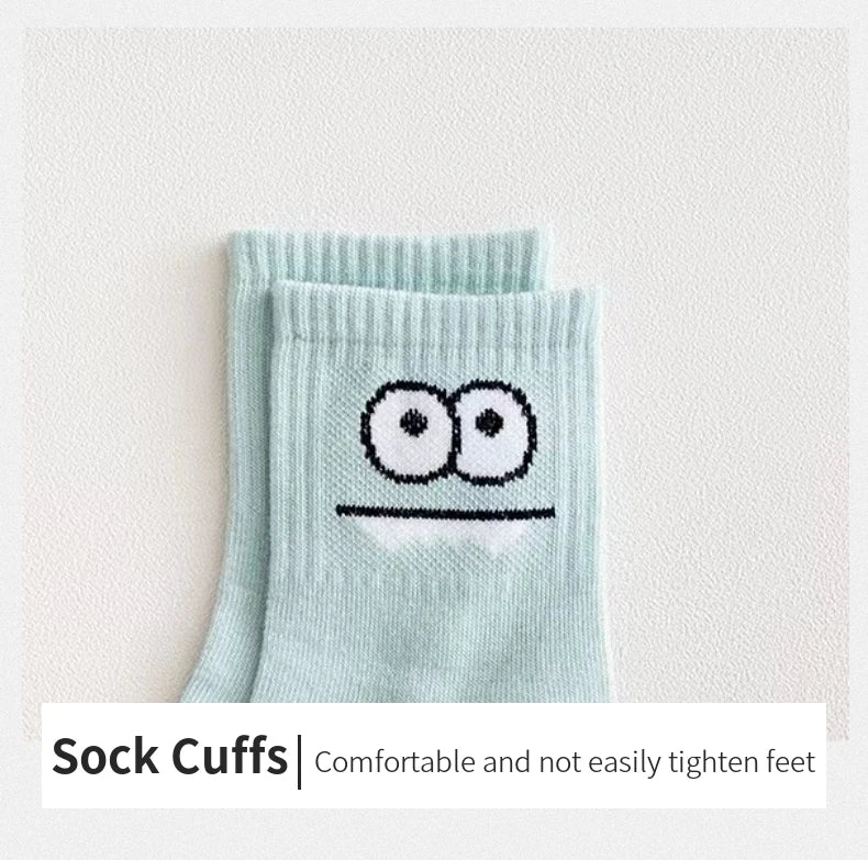 5 Pairs Women's Fun Expression Socks – Comfy Mid-Calf Hosiery