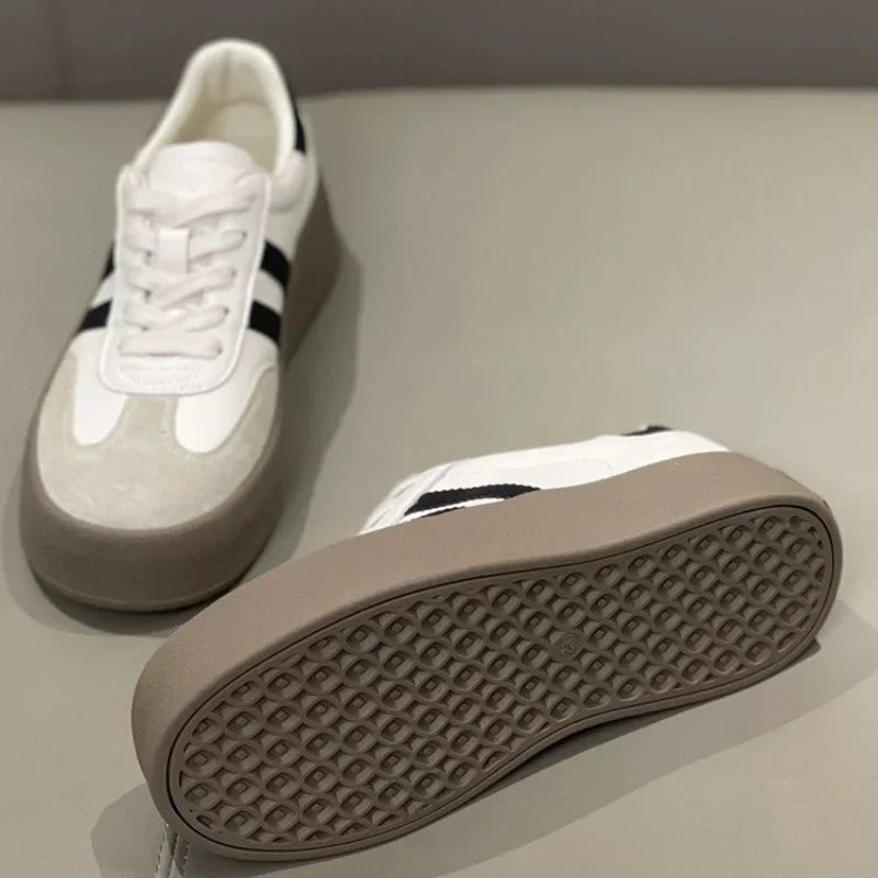 Women's Sports Shoes – Thick Sole, Soft Cowhide Casual Training Sneakers