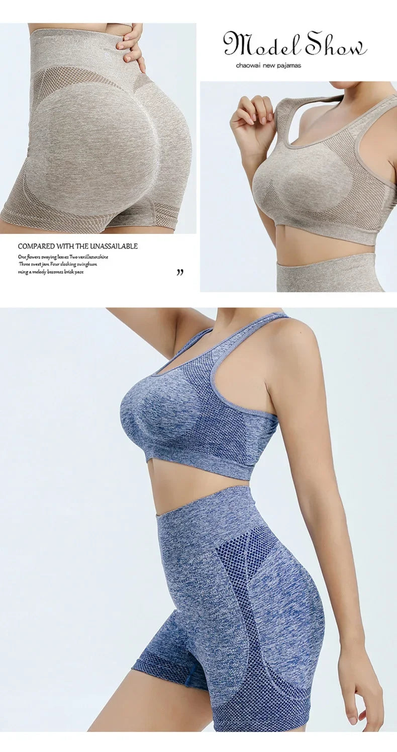 Women's Seamless Yoga Set – Sports Bra, Gym Shorts & Leggings