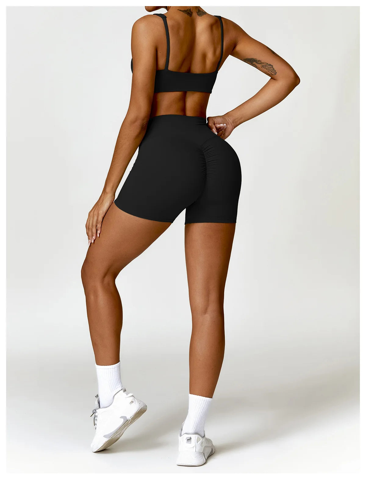 2-Piece Women's Yoga Set – Long Sleeve Top, Shorts & Sports Bra