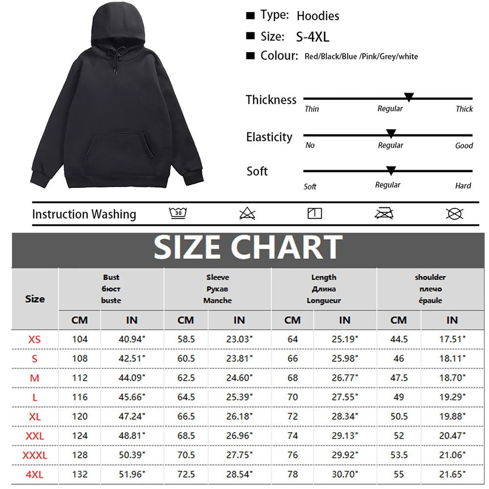 Men's Oversized Pullover Hoodie – Solid Color Sweatshirt for Spring & Autumn