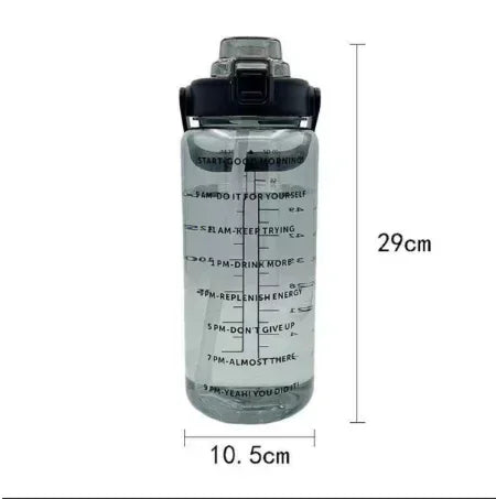 2L Water Bottle with Straw – Large Capacity, Time Marker for Fitness & Outdoor Use