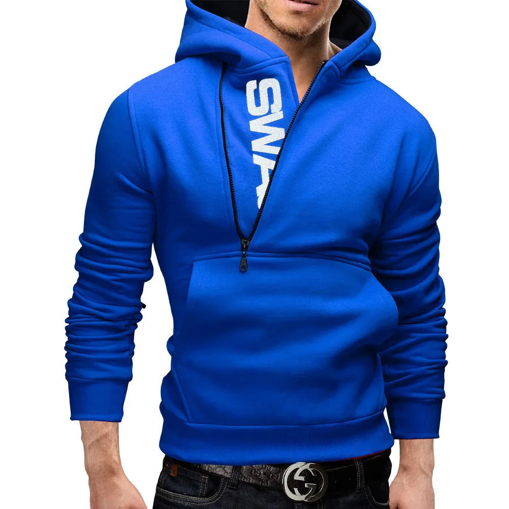 Men's Hooded Sweatshirt – Zipper Pullover, High Neck Jacket & Coat