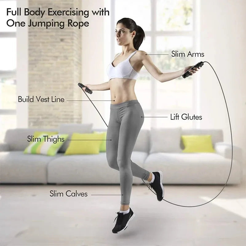 Adjustable Speed Jump Rope with Ball Bearings – Foam Handles for Home Workouts