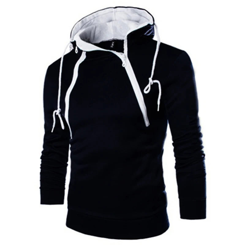 Men's Hooded Sweatshirt – Zipper Pullover, High Neck Jacket & Coat