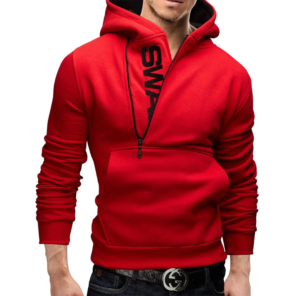 Men's Hooded Sweatshirt – Zipper Pullover, High Neck Jacket & Coat