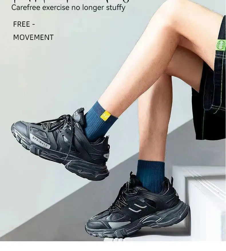 5 Pairs Men's Mid-Calf Socks – Warm, Breathable, Sweat-Absorbing Sports Socks