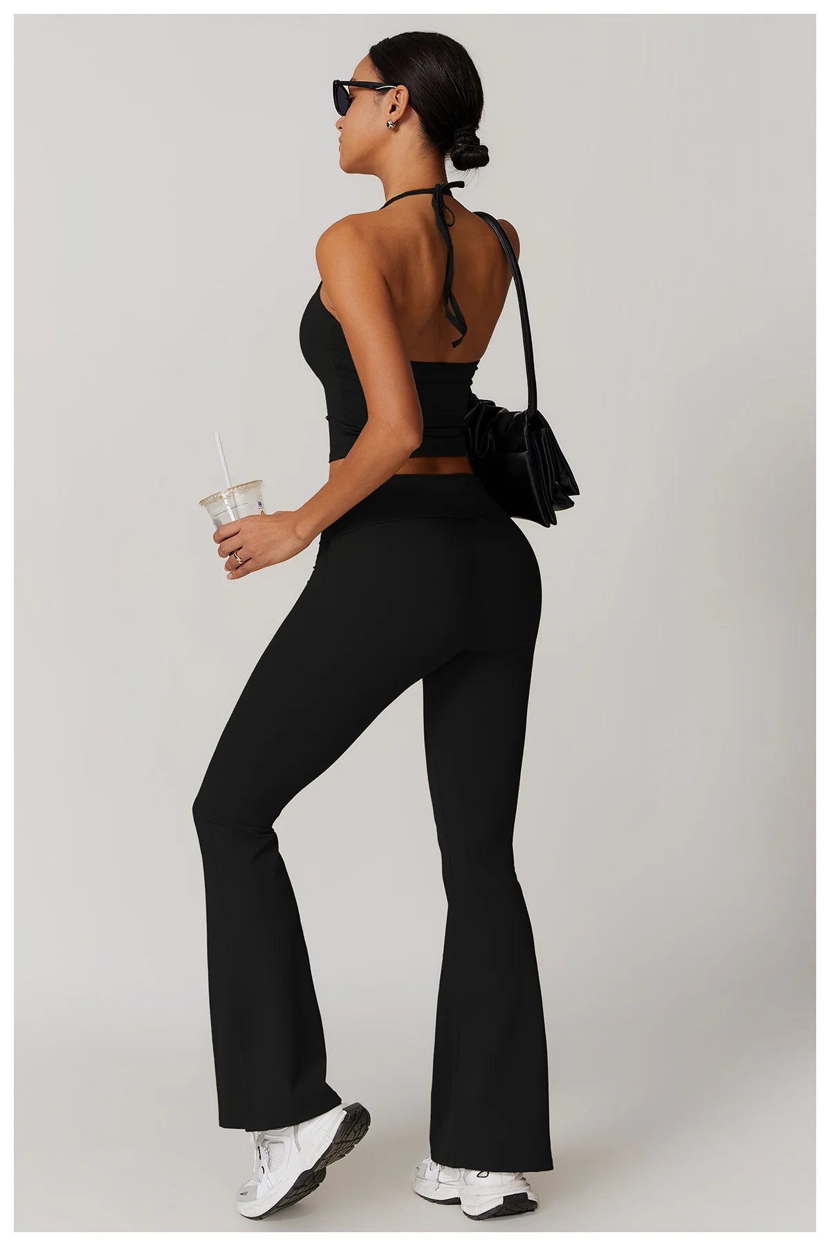 2-Piece Women's Yoga Set – Flared Trousers & Sports Bra Crop Top