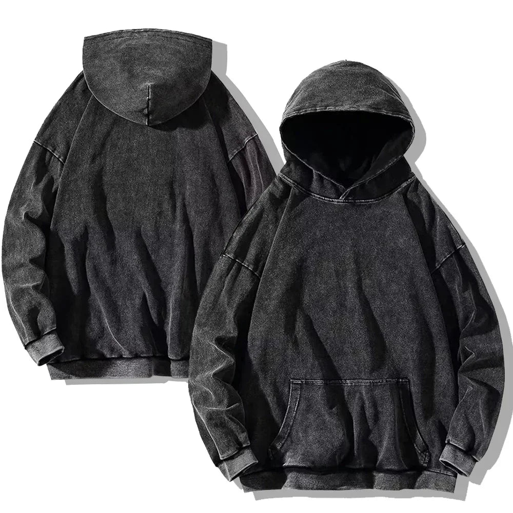 Men's Berserk Hoodie – Gothic Print, Vintage Washed Cotton, Oversized Y2K Streetwear
