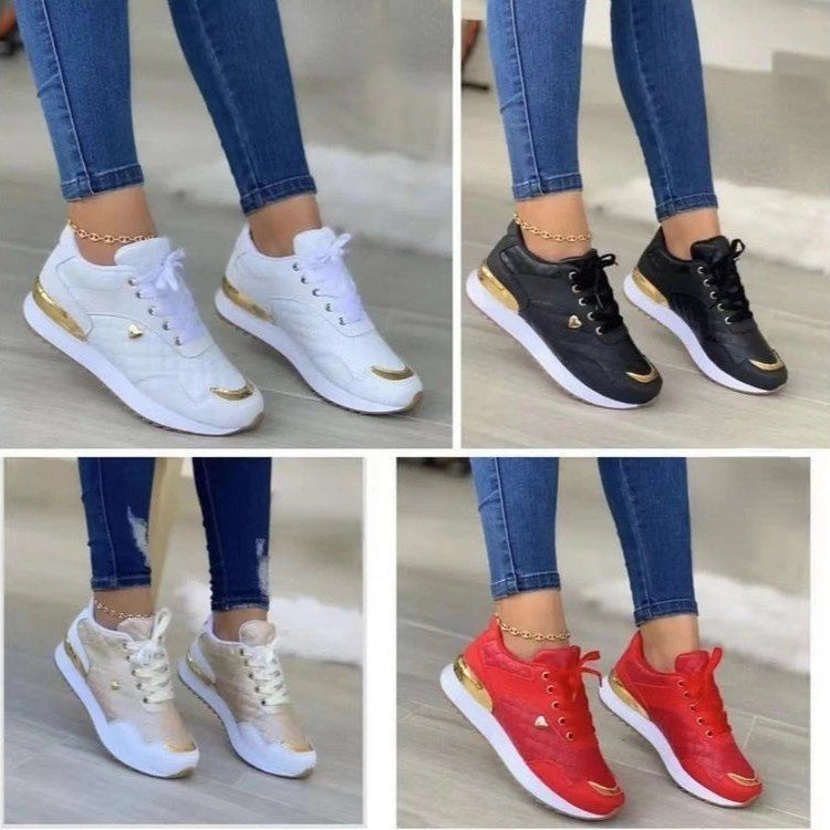 Women's Sports Shoes – Non-Slip, Lace-Up Platform Sneakers for Autumn & Winter