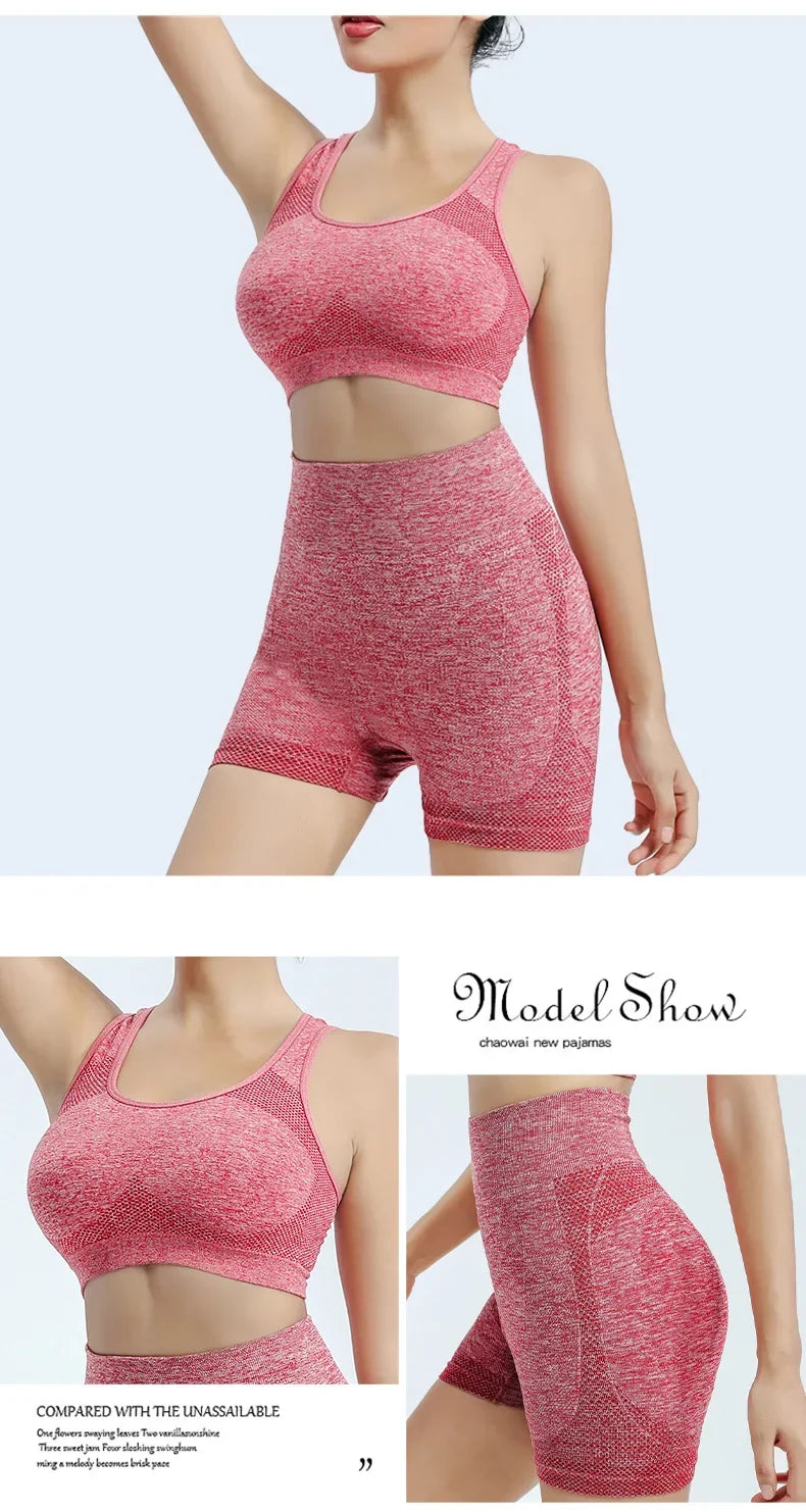 Women's Seamless Yoga Set – Sports Bra, Gym Shorts & Leggings