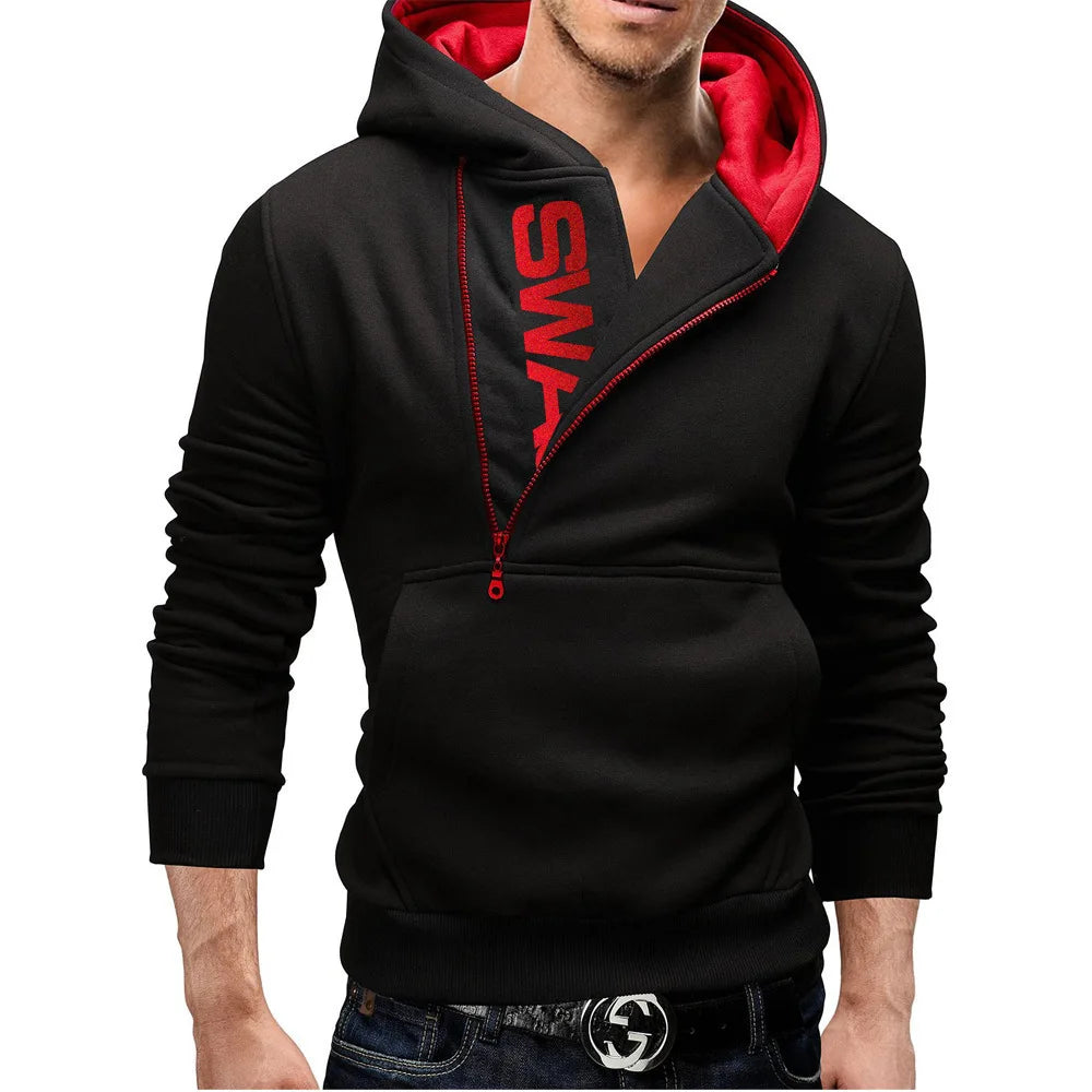Men's Hooded Sweatshirt – Zipper Pullover, High Neck Jacket & Coat