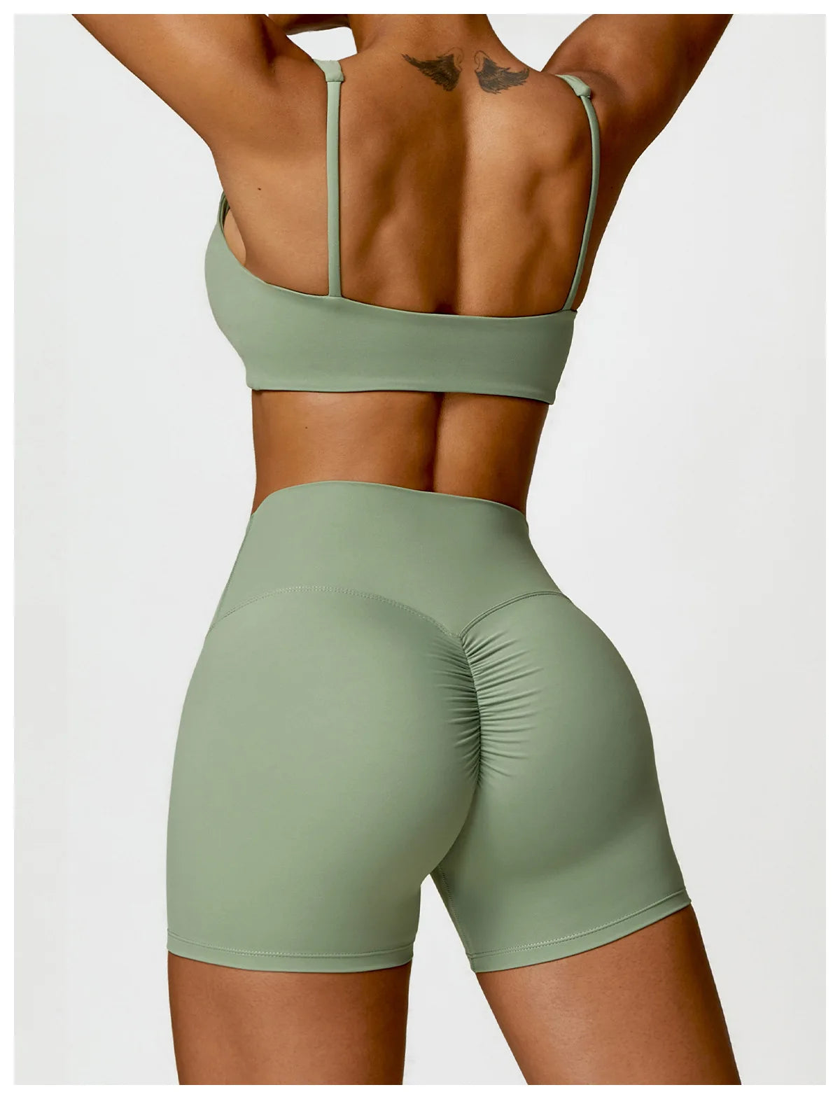2-Piece Women's Yoga Set – Long Sleeve Top, Shorts & Sports Bra
