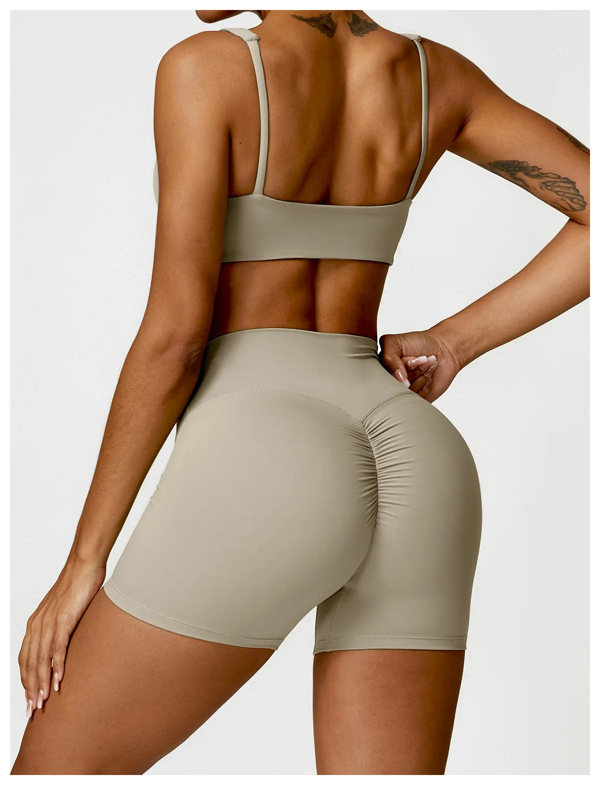 2-Piece Women's Yoga Set – Long Sleeve Top, Shorts & Sports Bra