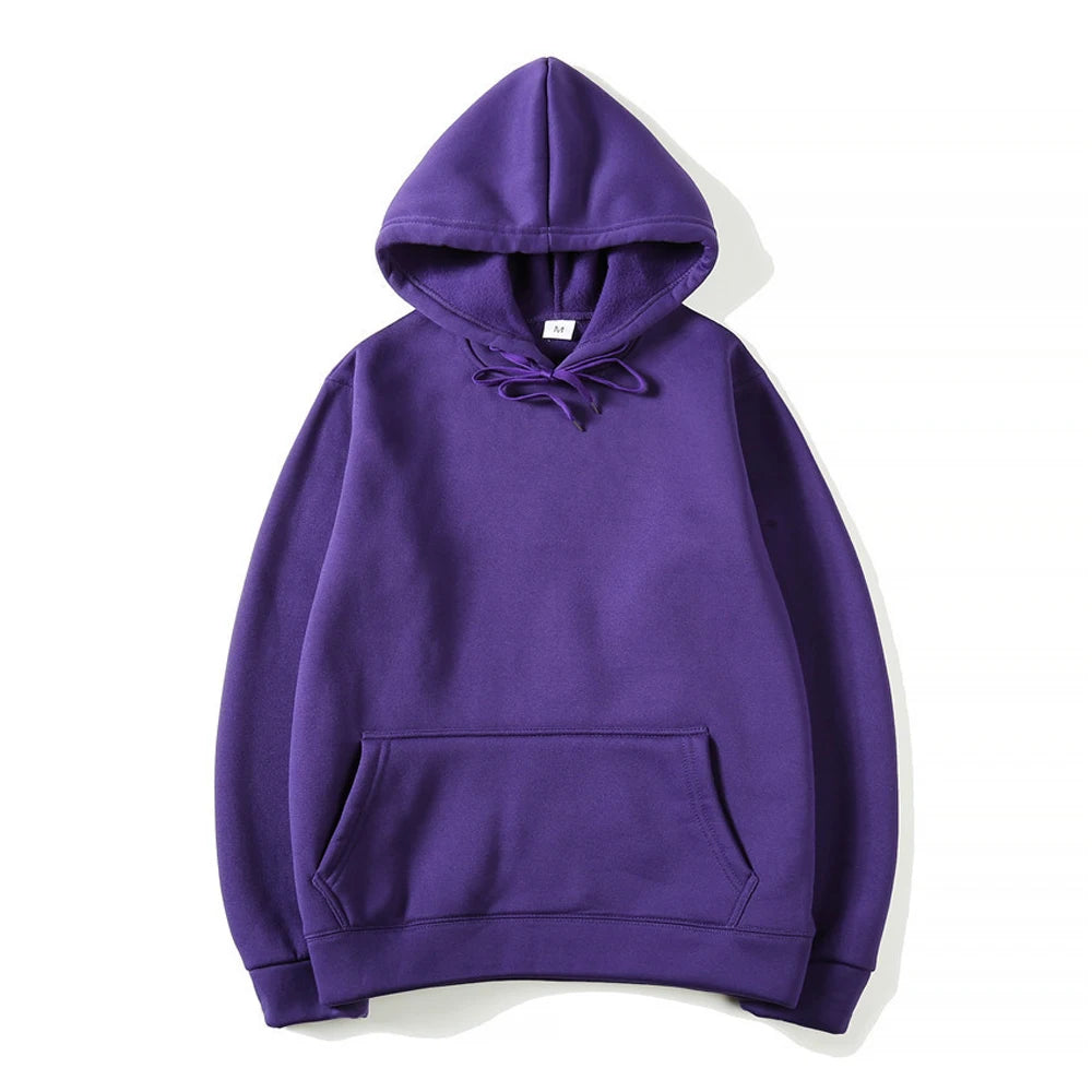 Men's Oversized Pullover Hoodie – Solid Color Sweatshirt for Spring & Autumn