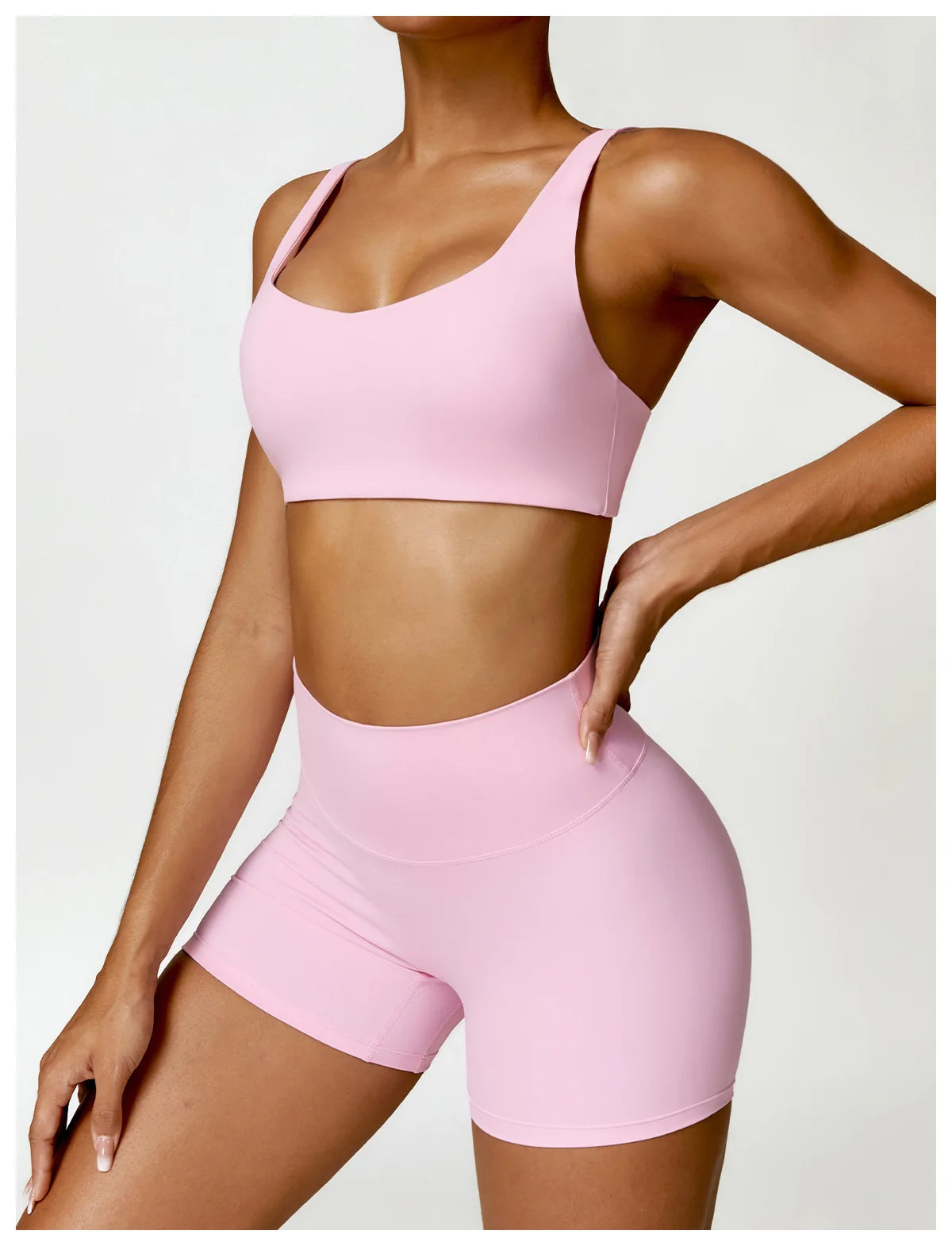 2-Piece Women's Yoga Set – Long Sleeve Top, Shorts & Sports Bra
