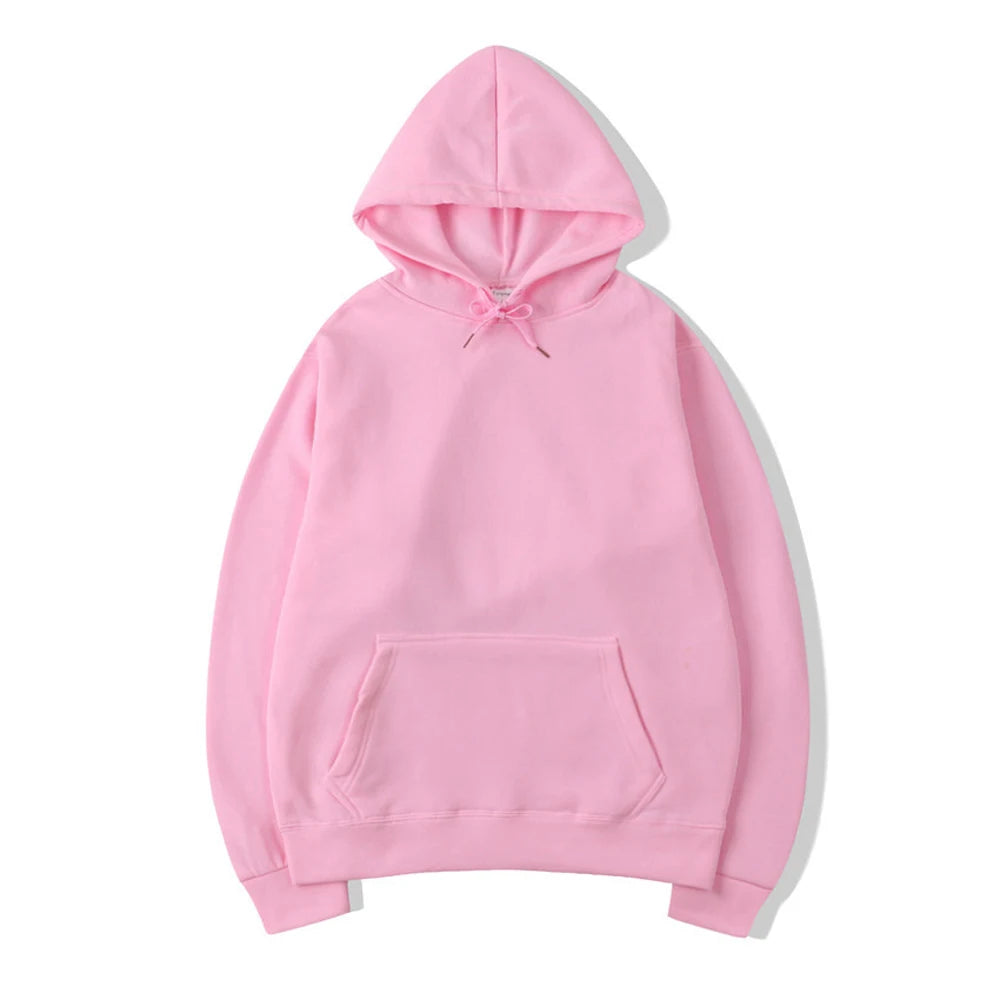 Men's Oversized Pullover Hoodie – Solid Color Sweatshirt for Spring & Autumn