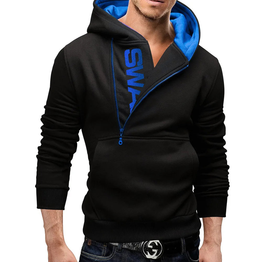 Men's Hooded Sweatshirt – Zipper Pullover, High Neck Jacket & Coat